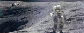 Charle M. Duke at Plum crater during Apollo 16